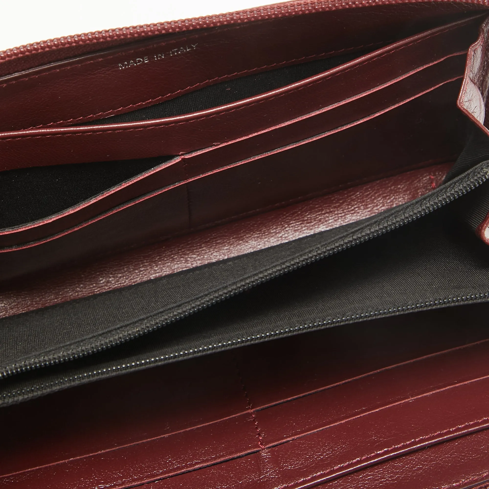 CHANEL Red Caviar Leather CC Timeless Zip Around Wallet