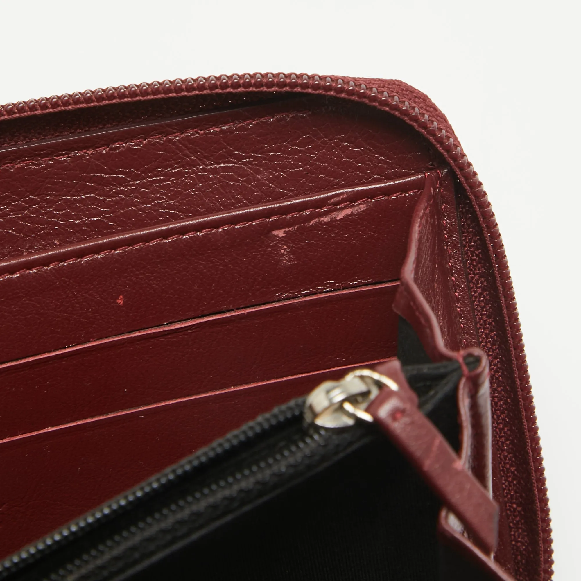 CHANEL Red Caviar Leather CC Timeless Zip Around Wallet