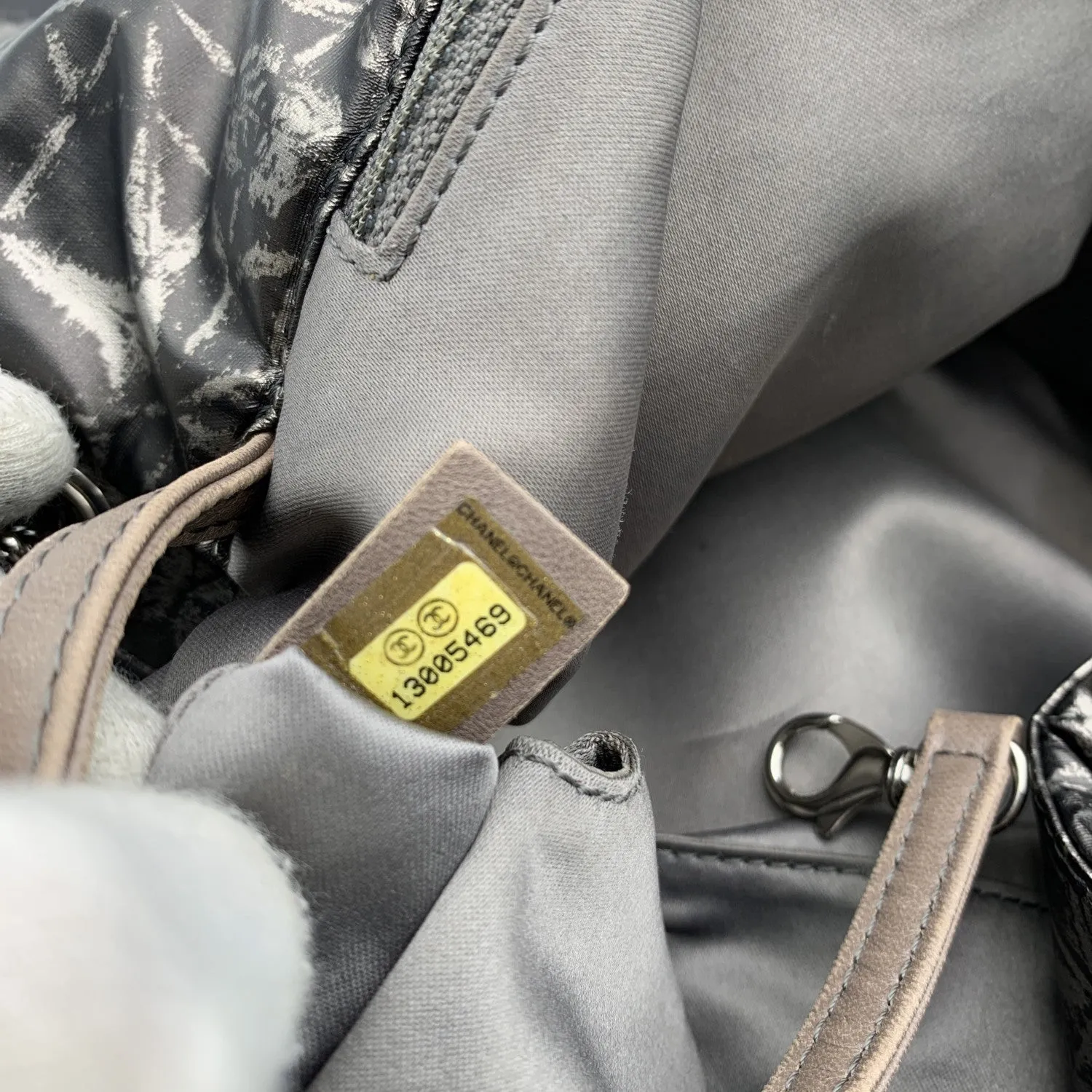 CHANEL Rock In Moscow Grey Abstract Print Nylon Accordion New Bag