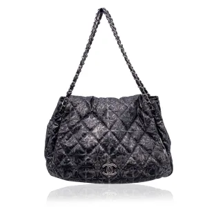 CHANEL Rock In Moscow Grey Abstract Print Nylon Accordion New Bag