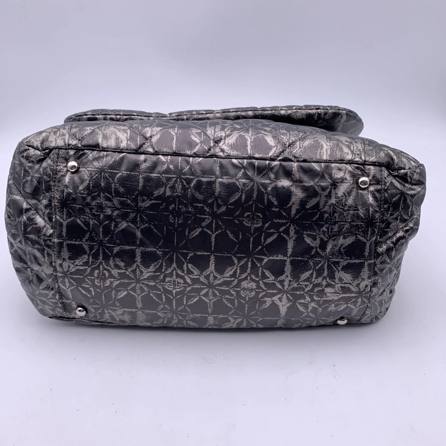 CHANEL Rock In Moscow Grey Abstract Print Nylon Accordion New Bag