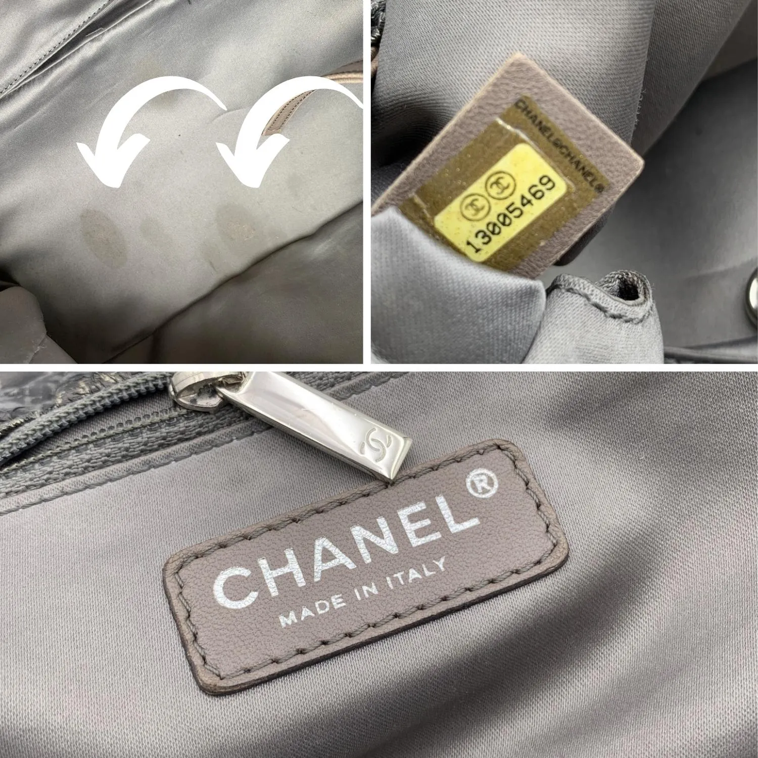 CHANEL Rock In Moscow Grey Abstract Print Nylon Accordion New Bag
