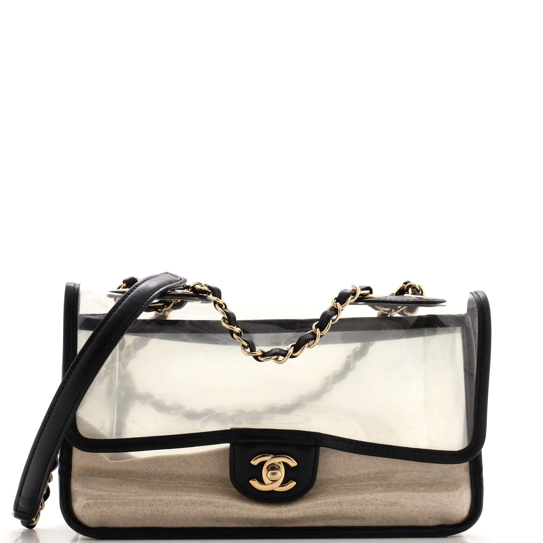 CHANEL Sand By The Sea Flap Bag PVC with Lambskin Medium