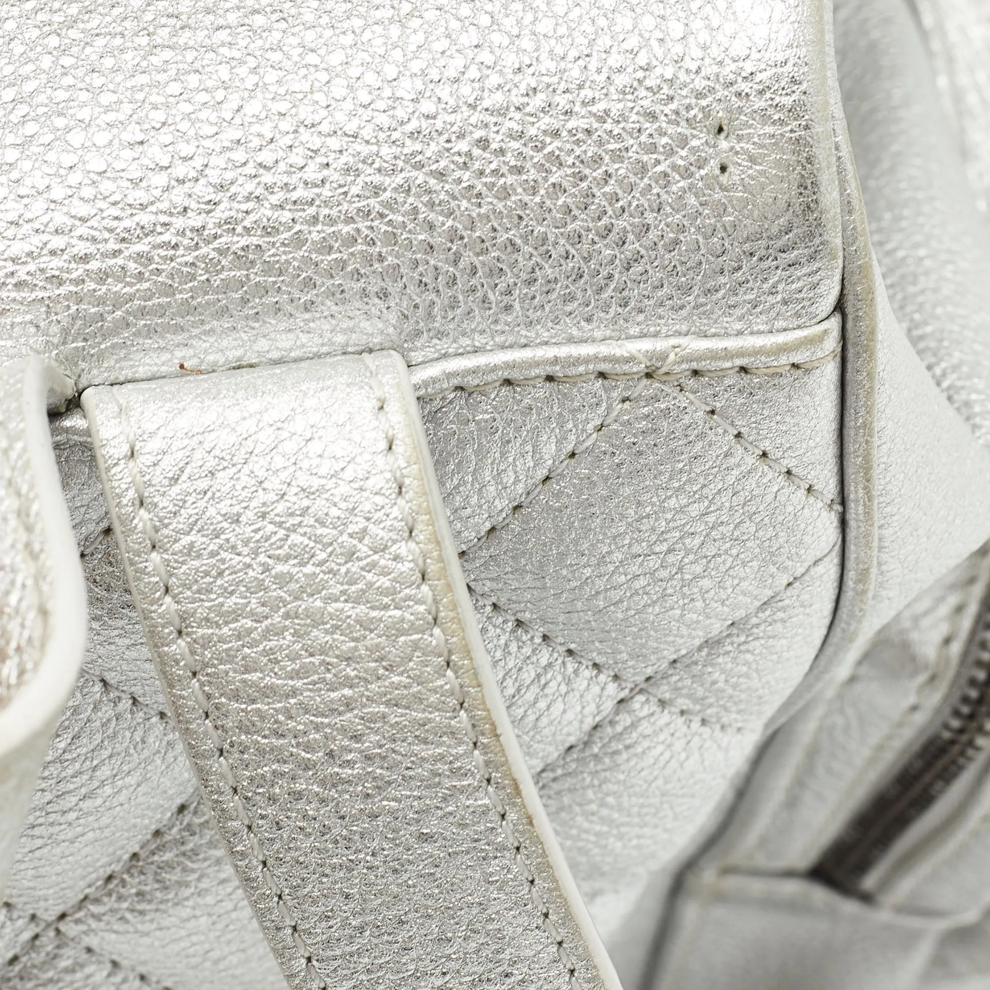 CHANEL Silver Quilted Leather Casual Rock Airline Backpack