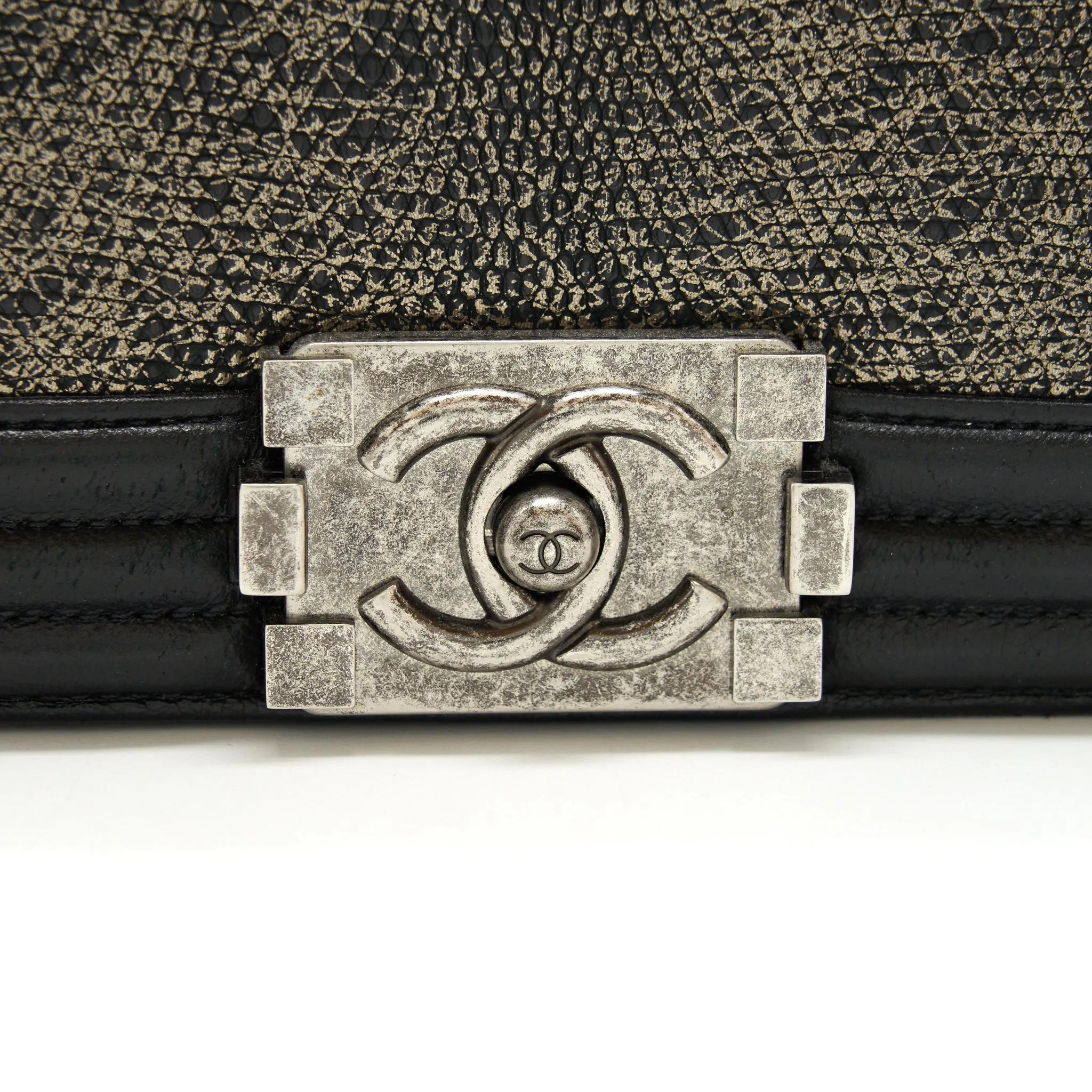 Chanel small boy Bag Lizard/Calfskin black with ruthenium hardware