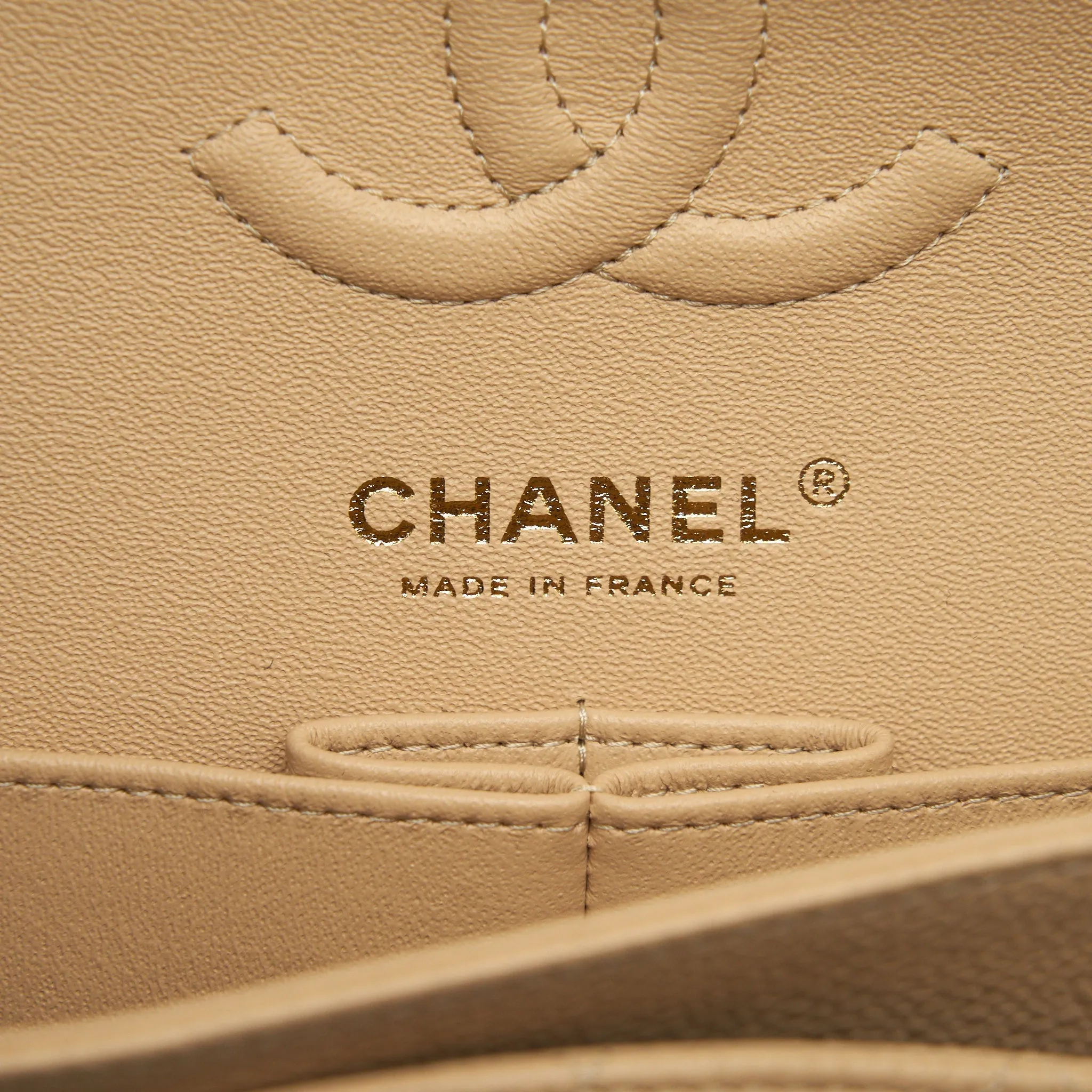 Chanel small classic double flap bag caviar beige GHW