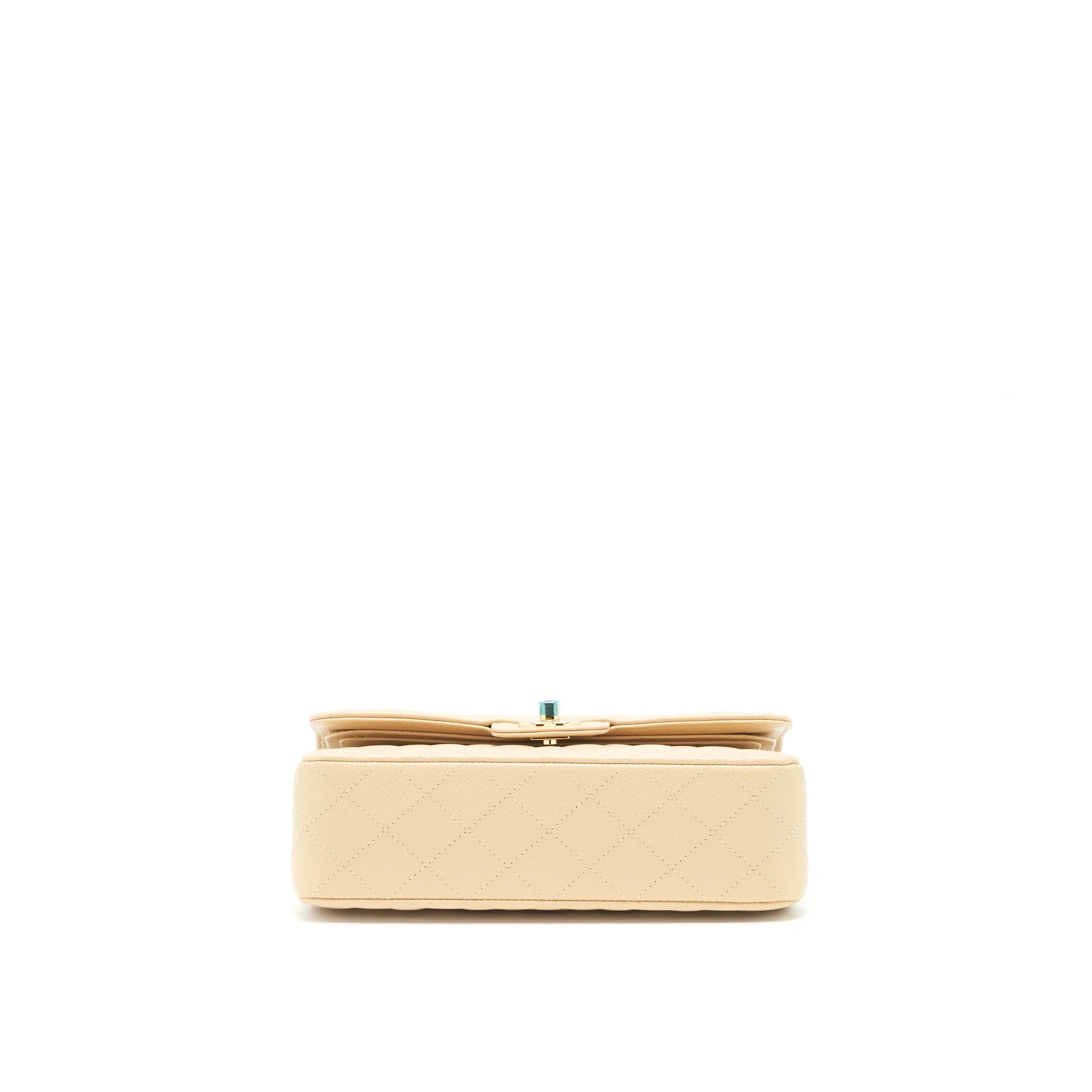 Chanel small classic double flap bag caviar beige GHW