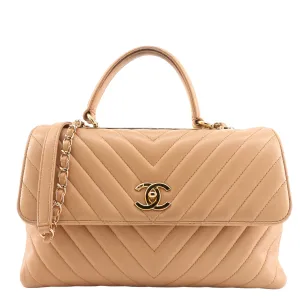 CHANEL Trendy CC Chevron Medium Top Handle Leather Bag