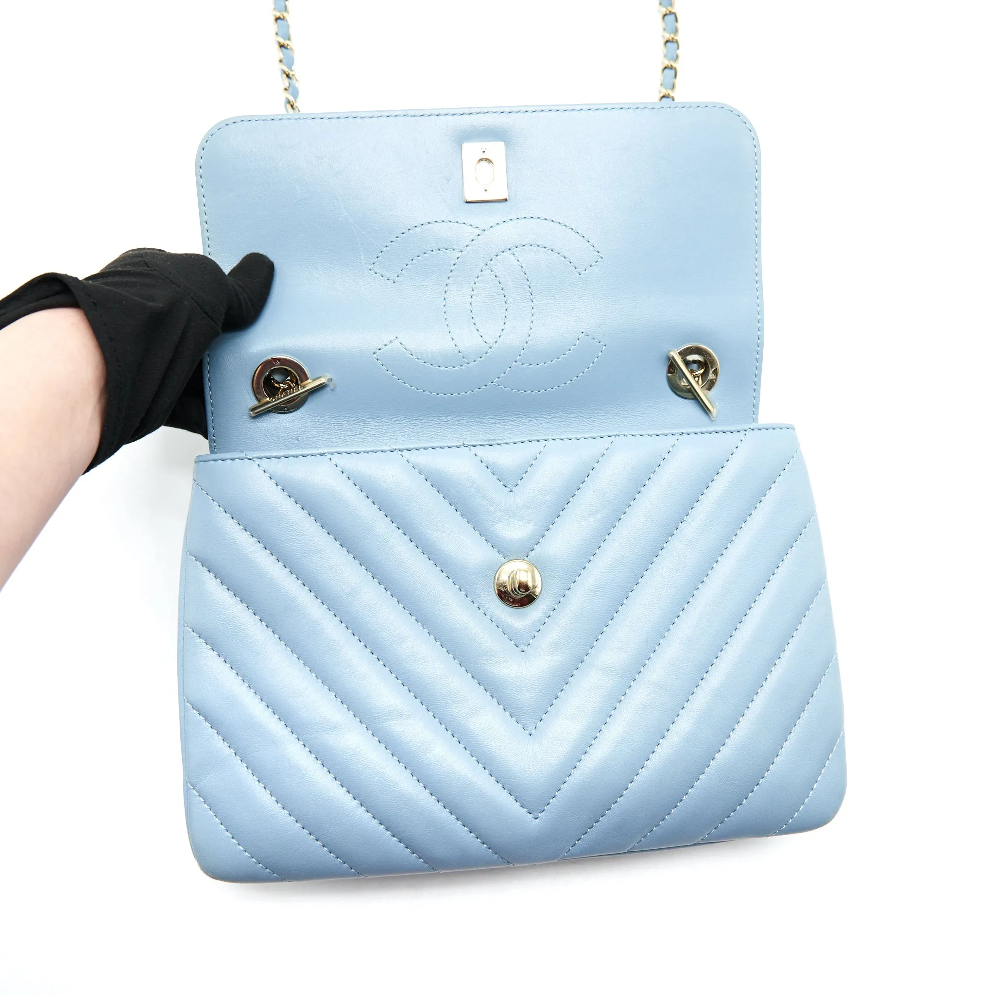 Chanel Trendy CC Flap Bag Light Blue Lambskin LGHW