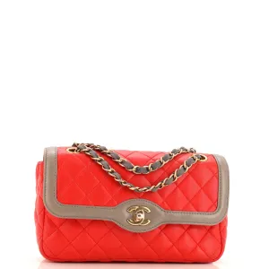 CHANEL Two Tone Flap Bag Quilted Lambskin Small