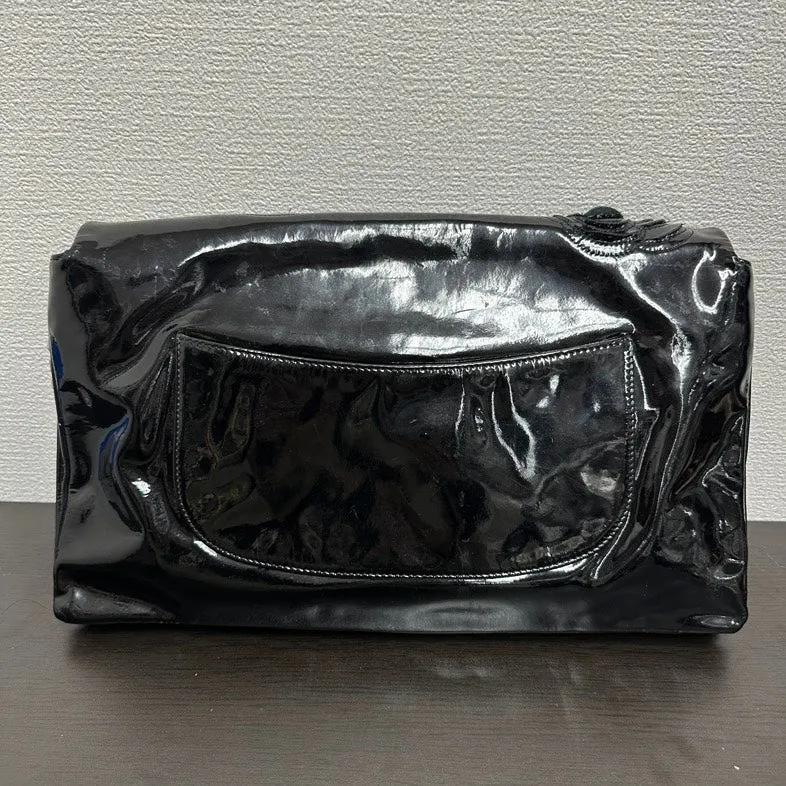 Chanel V Black Floral Patent Leather Chain Shoulder Bag