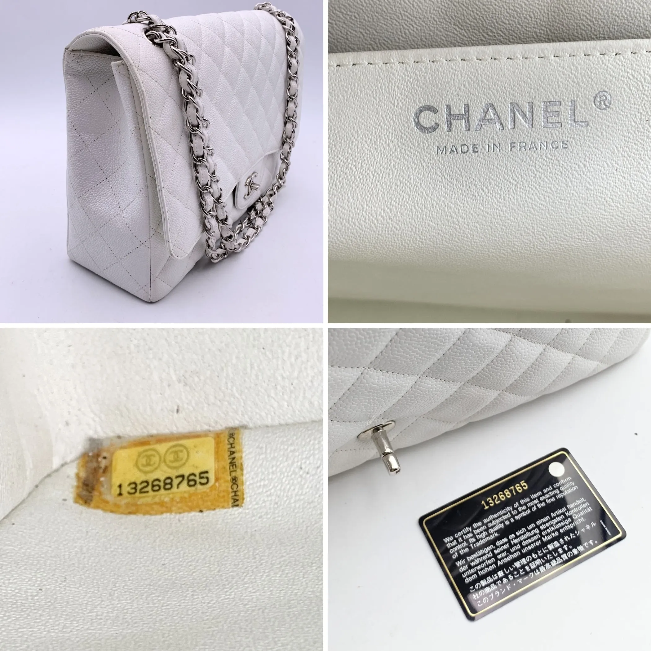 Chanel White Quilted Leather Maxi Timeless Classic Single Flap Bag