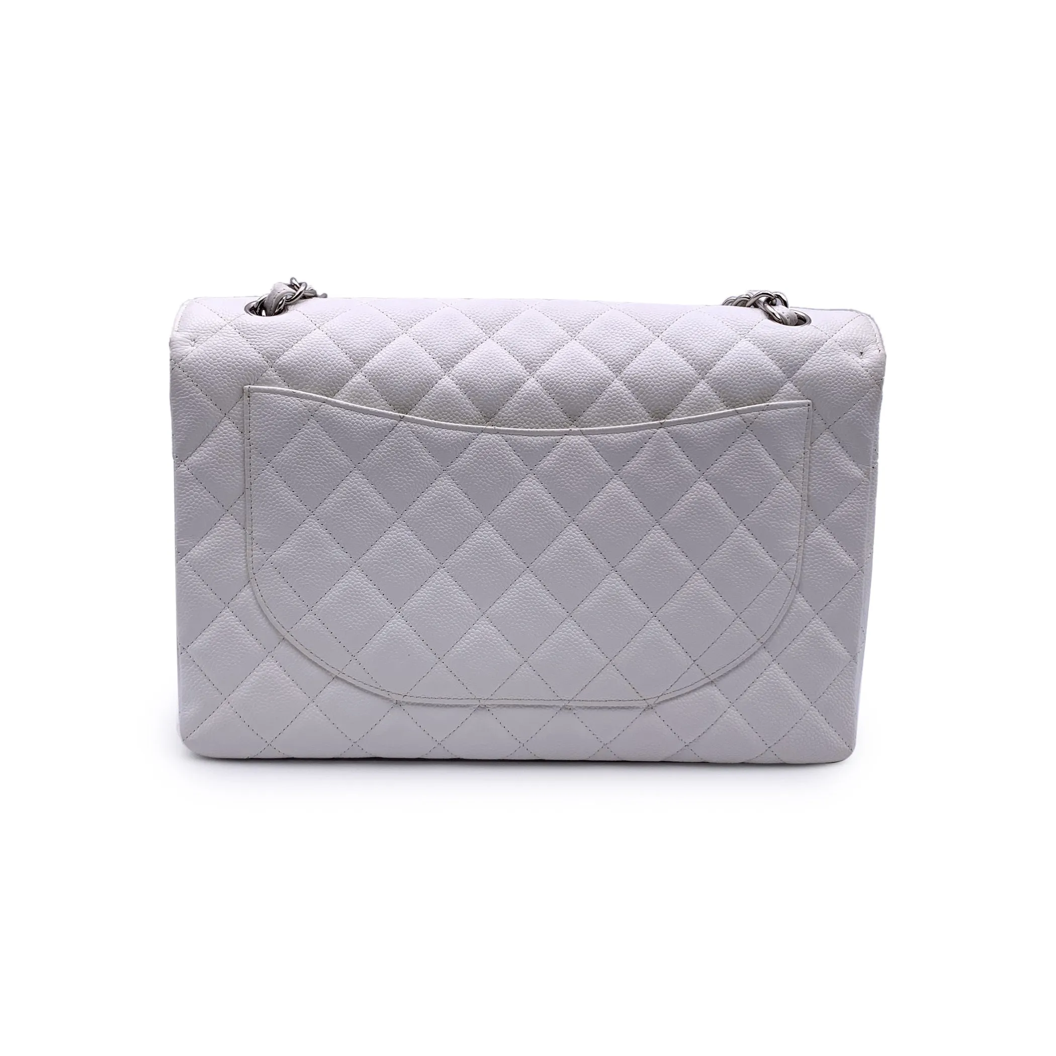 Chanel White Quilted Leather Maxi Timeless Classic Single Flap Bag