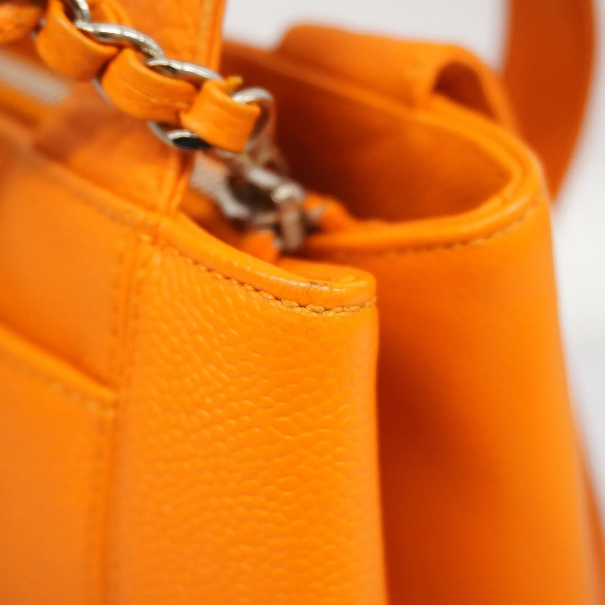 CHANEL  Women's Caviar Leather Shoulder Bag Orange