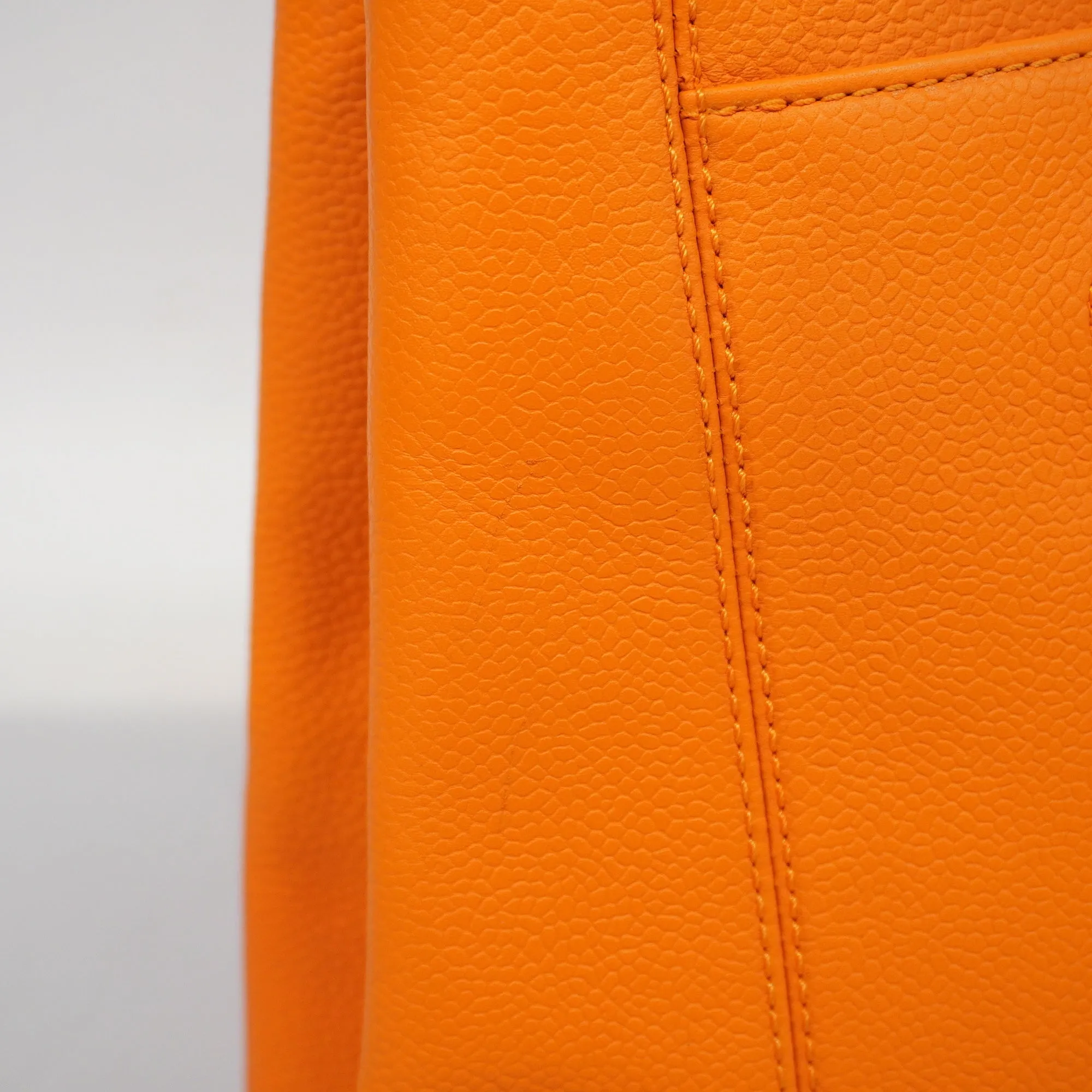 CHANEL  Women's Caviar Leather Shoulder Bag Orange