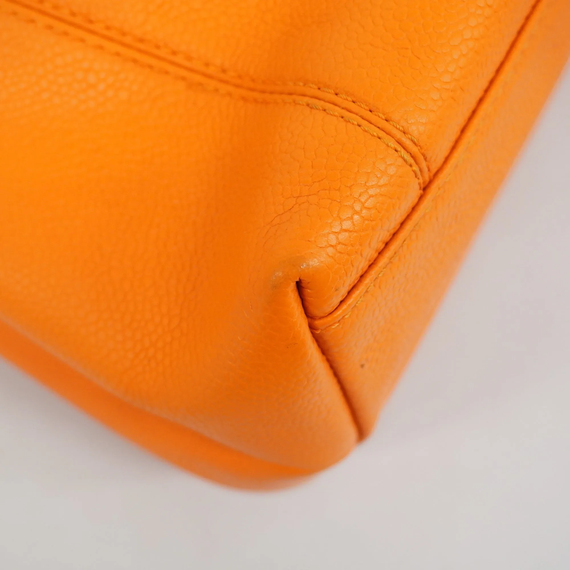 CHANEL  Women's Caviar Leather Shoulder Bag Orange