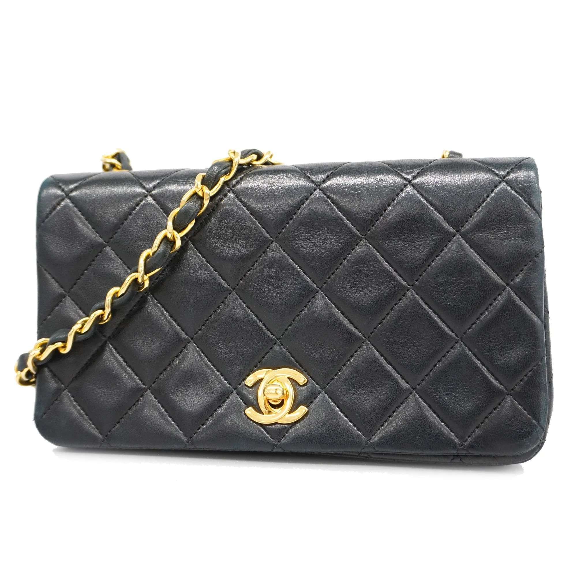 Chanel[3ca0446]   Shoulder Bag Matelasse Single Chain Lambskin Black Gold metal