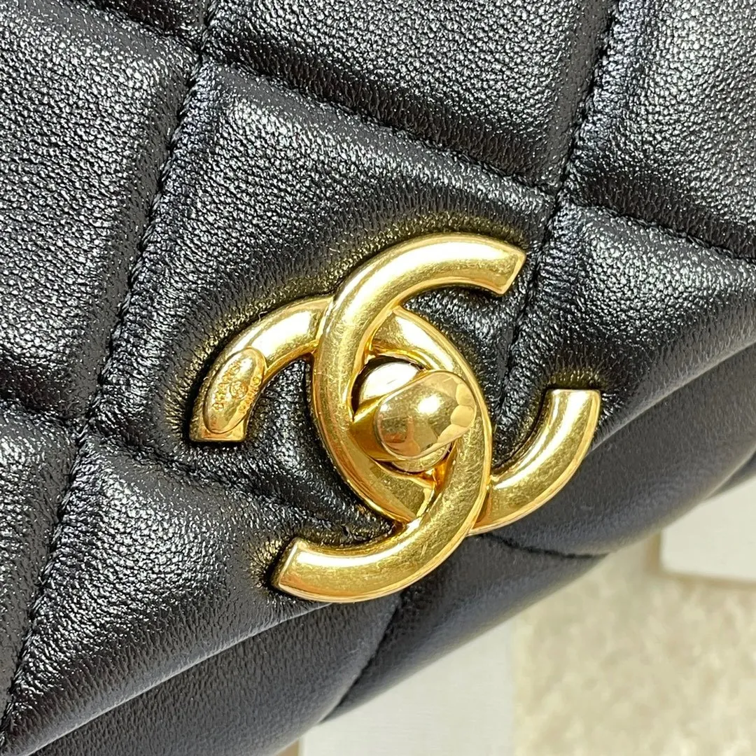 CHLMini Flap Bag Gold Hardware Black For Women, Women&#8217;s Handbags, Shoulder Bags 6.7in/17cm AS3365