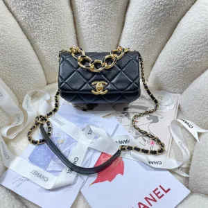 CHLMini Flap Bag Gold Hardware Black For Women, Women&#8217;s Handbags, Shoulder Bags 6.7in/17cm AS3365