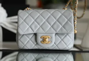 CHLMini Flap Bag With CHLBall On Strap Grey For Women, Women&#8217;s Handbags, Shoulder And Crossbody Bags 6.7in/17cm AS1786