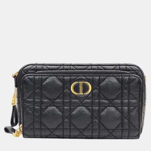 Christian Black Cannage Leather Caro Double Pouch Bag