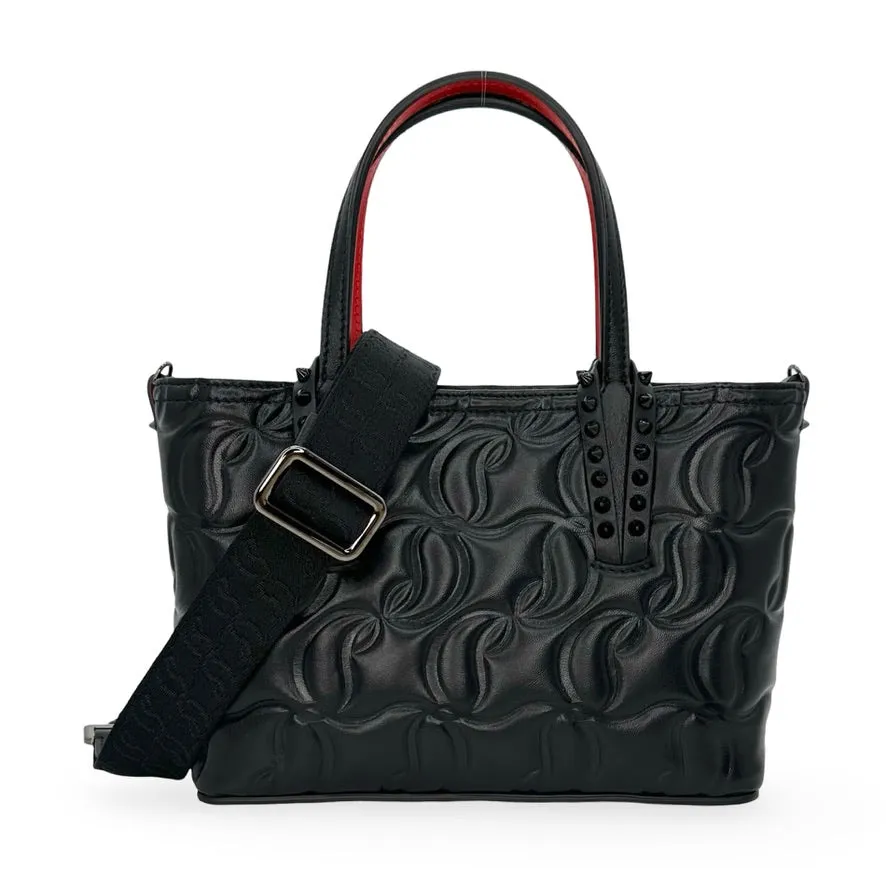 CHRISTIAN LOUBOUTIN: Embossed Lambskin Spiked Mini Cabata Tote