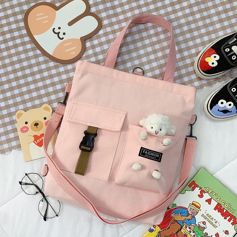 Christmas Gift Kawaii Cartoon Tote Bag Canvas Handbag Shopping Bag Super Cool Handbags Shoulder Bags for Girl Book Bags Bolsa Feminina Mochila
