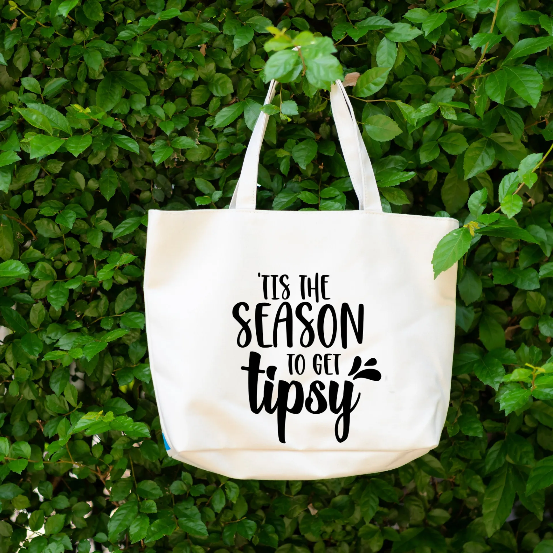 Christmas Tote Bag, Funny Tote Bag, Cotton Canvas Tote, Reusable Grocery Bag, Tote Bag with Pockets, Farmers Market Bag, Funny Shopping Bag