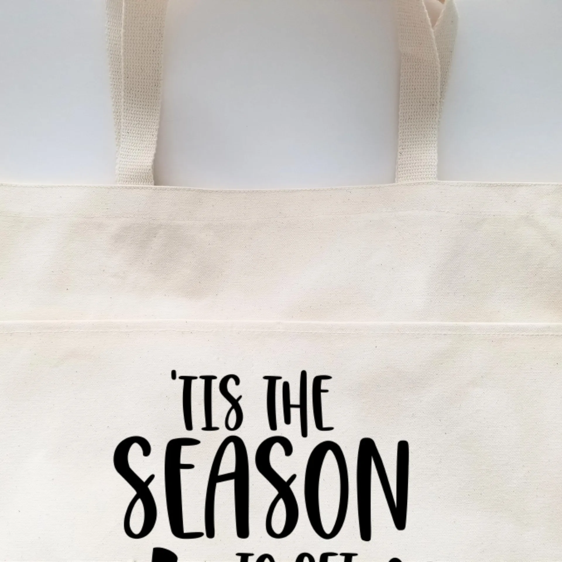 Christmas Tote Bag, Funny Tote Bag, Cotton Canvas Tote, Reusable Grocery Bag, Tote Bag with Pockets, Farmers Market Bag, Funny Shopping Bag