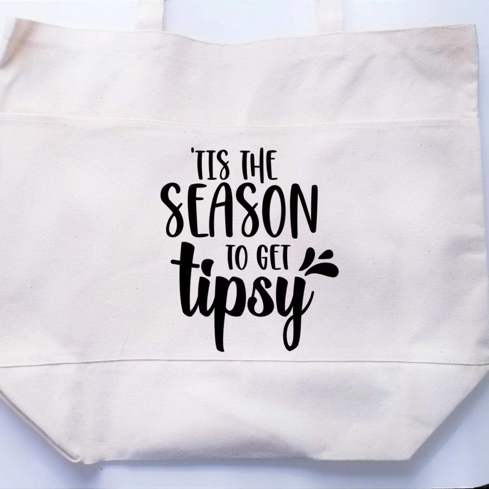 Christmas Tote Bag, Funny Tote Bag, Cotton Canvas Tote, Reusable Grocery Bag, Tote Bag with Pockets, Farmers Market Bag, Funny Shopping Bag