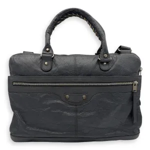 City Grey Messenger bag in Distressed Leather, Silver hardware