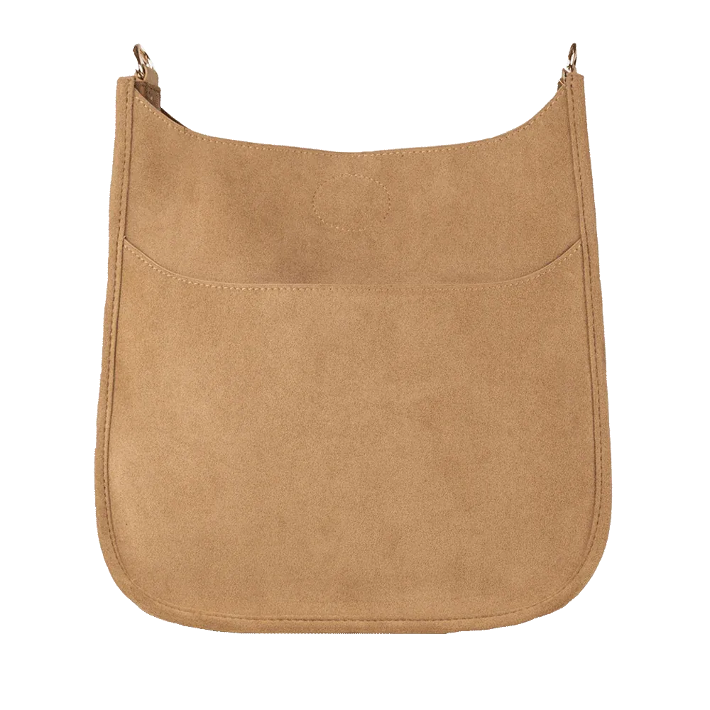 Classic Camel Faux Suede Studded Messenger - Ahdorned - NO STRAP