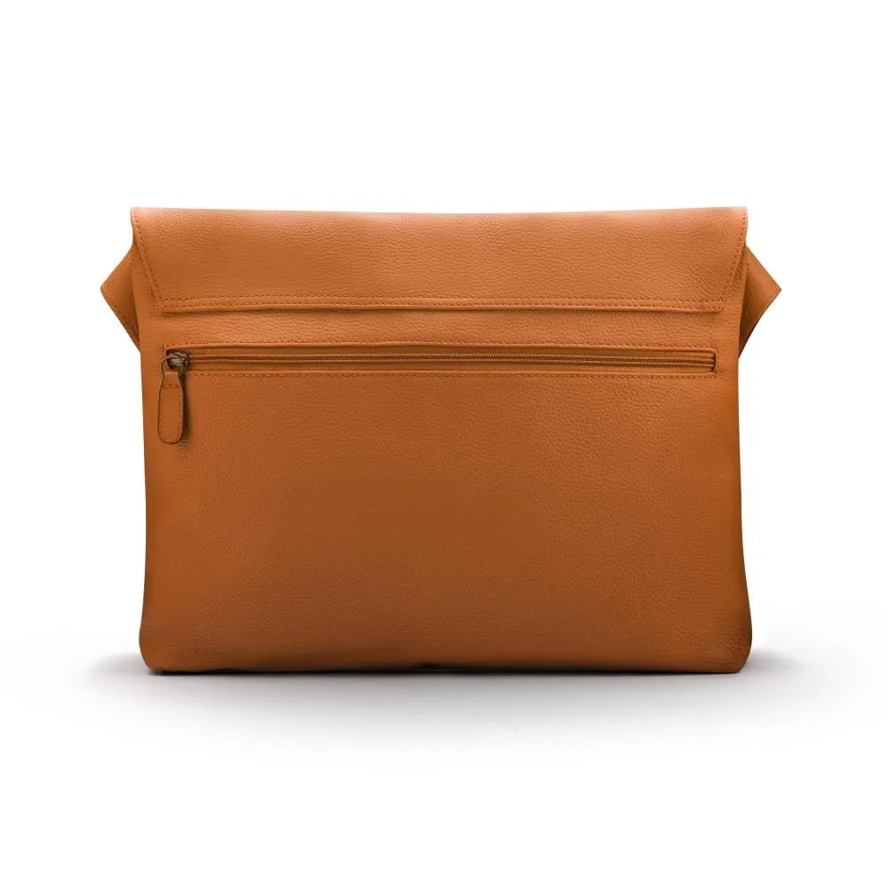 Classic Postman's Leather Messenger Bag - Tan Pebble Grain