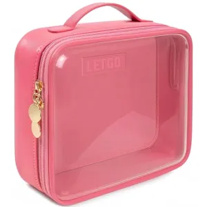 Clear Makeup Bags - TSA Approved Toiletry Bag with Handle Large Opening, Clear Toiletry Bags for Traveling Travel Essentials Travel Size Toiletries Car Accessories for Women (Large Rose)