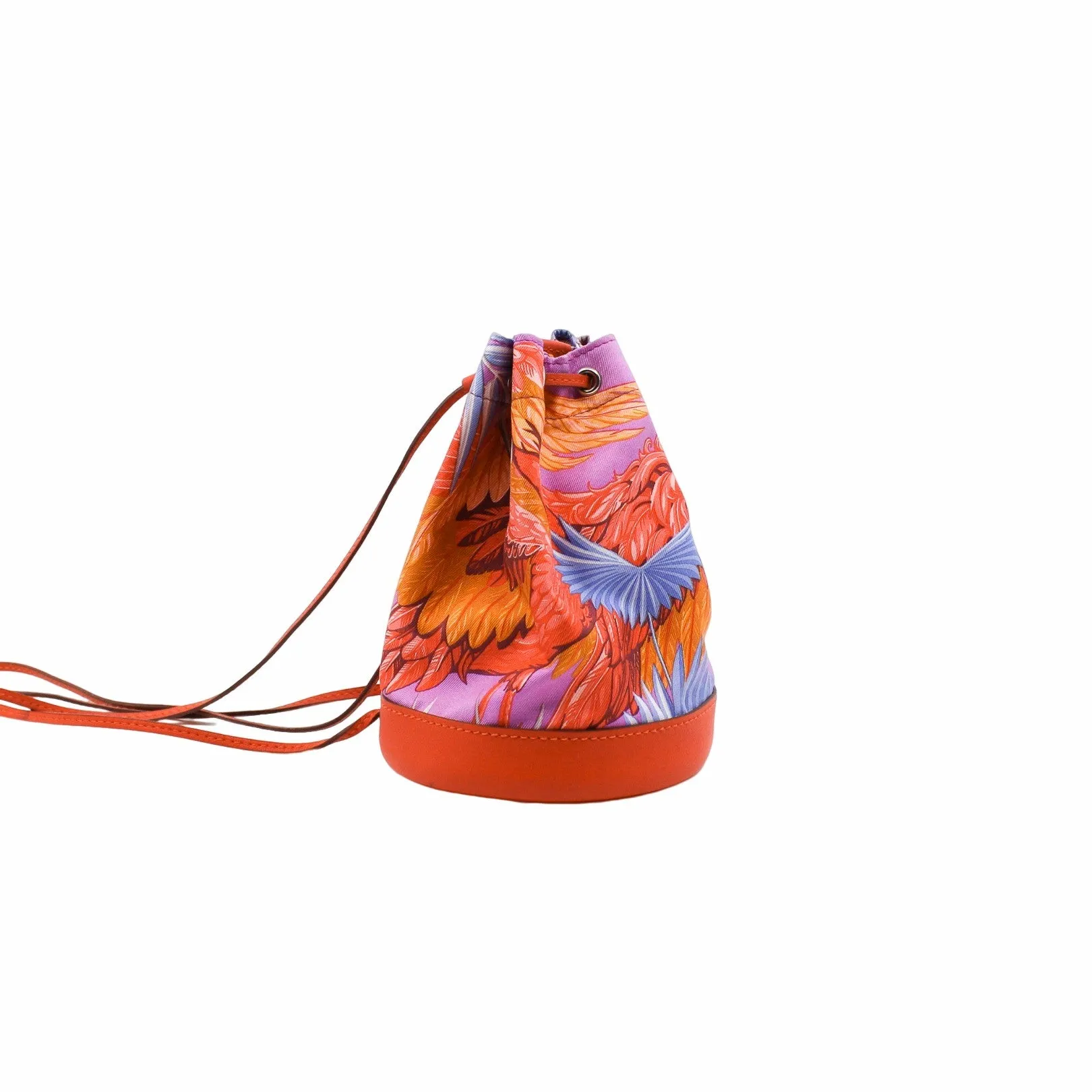 clutch nano orange multicolor satin leather