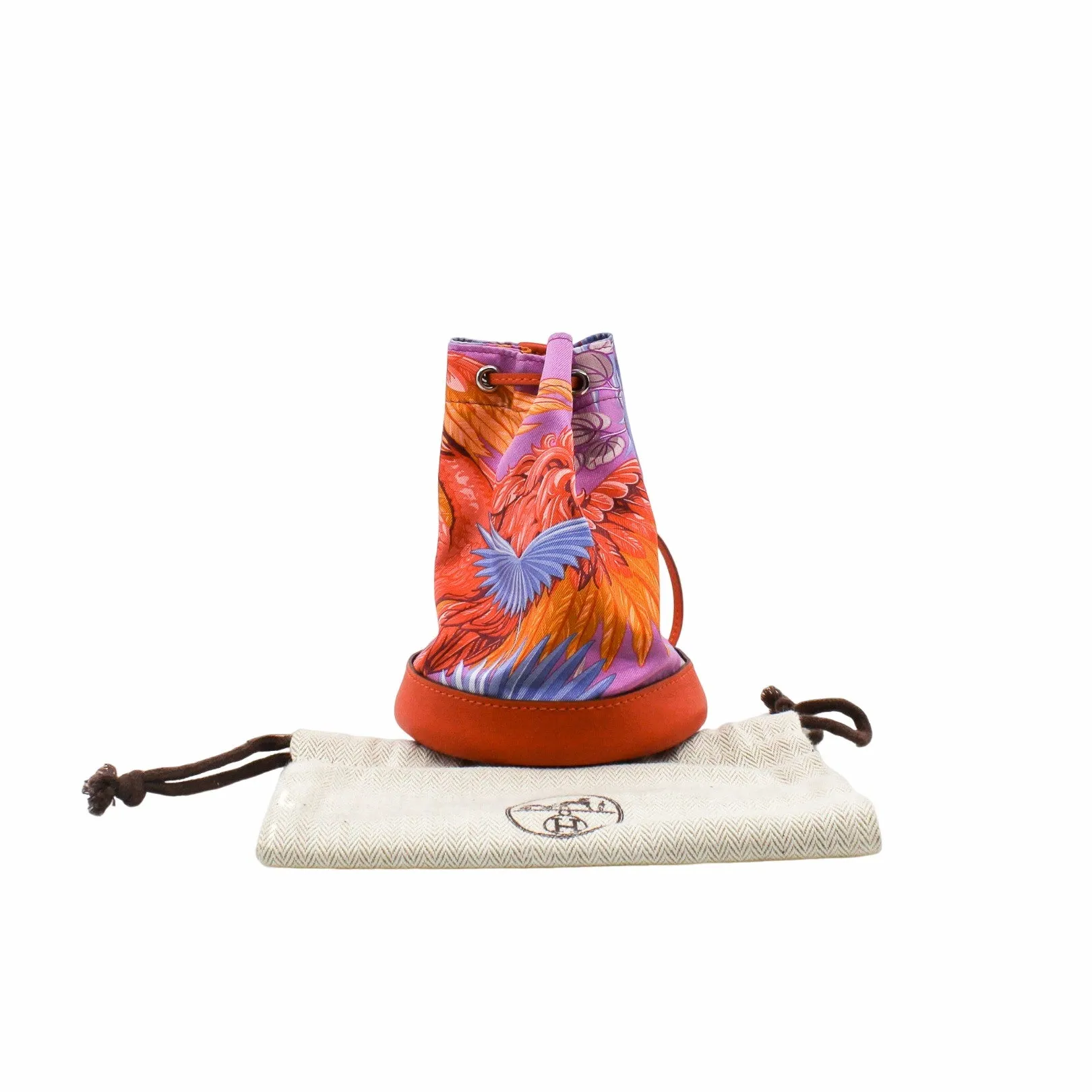 clutch nano orange multicolor satin leather