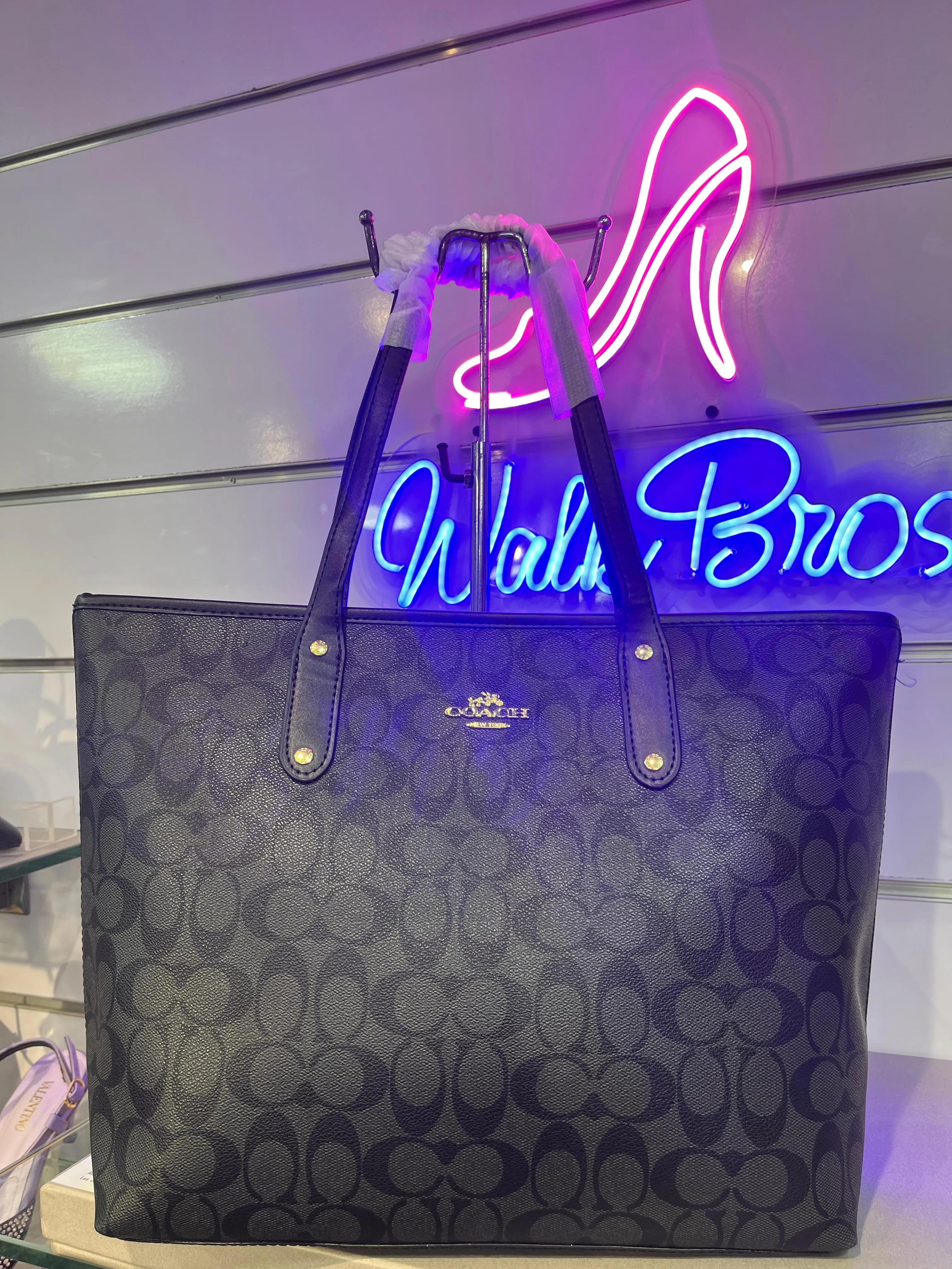 COACH PREMIUM ZIP TOTE BAG SIGNATURE CANVAS - BLACK