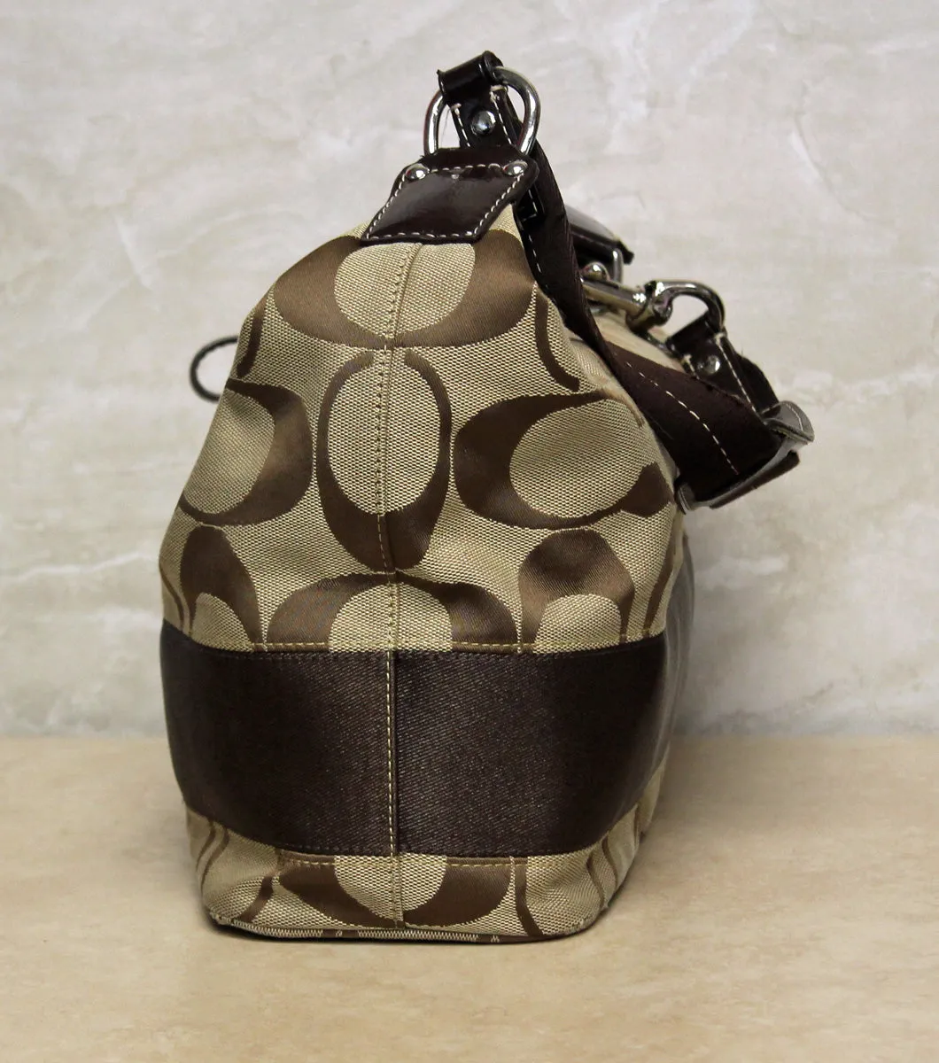 Coach Purse: 17434 Signature Stripe Hobo Bag