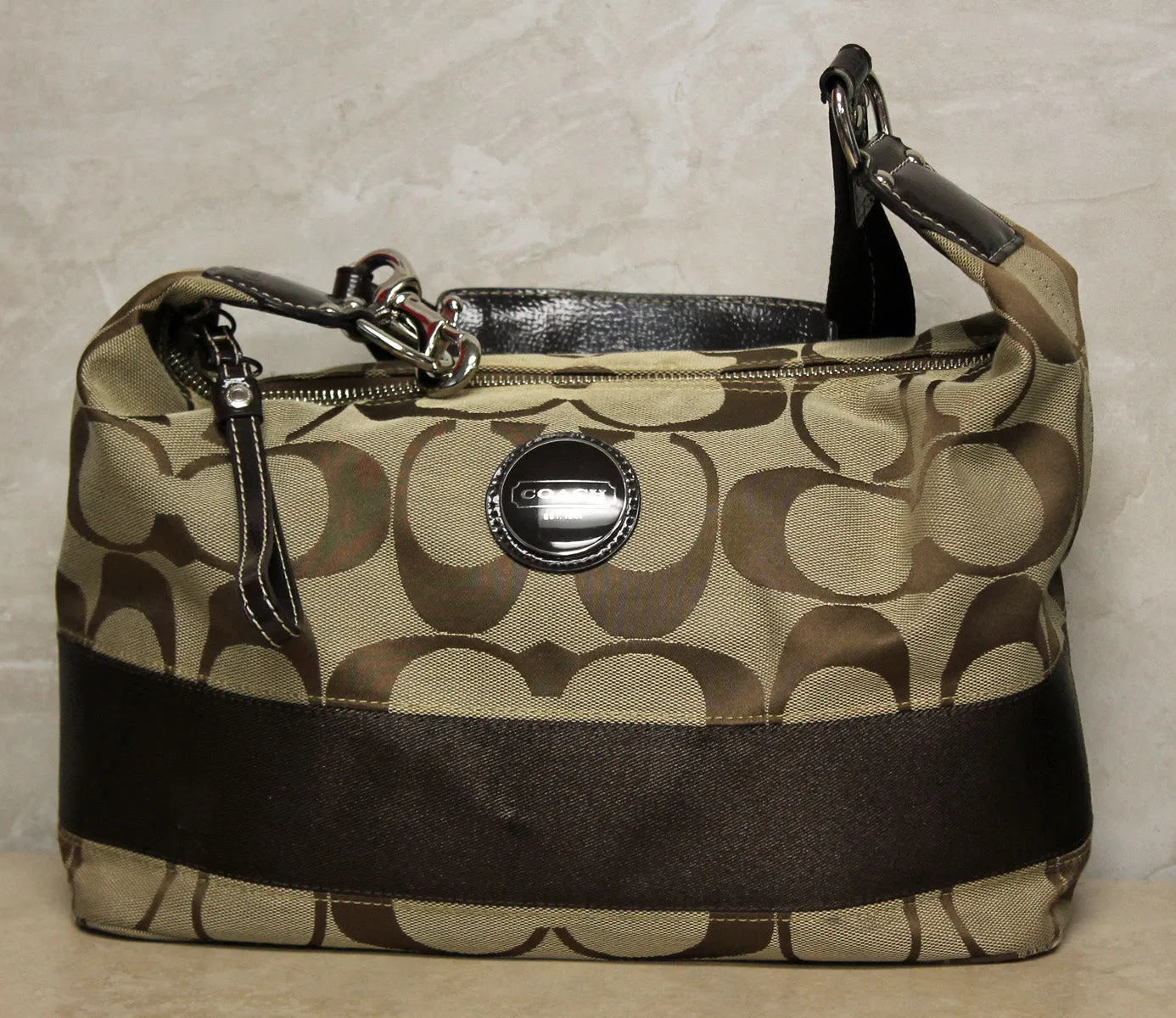 Coach Purse: 17434 Signature Stripe Hobo Bag