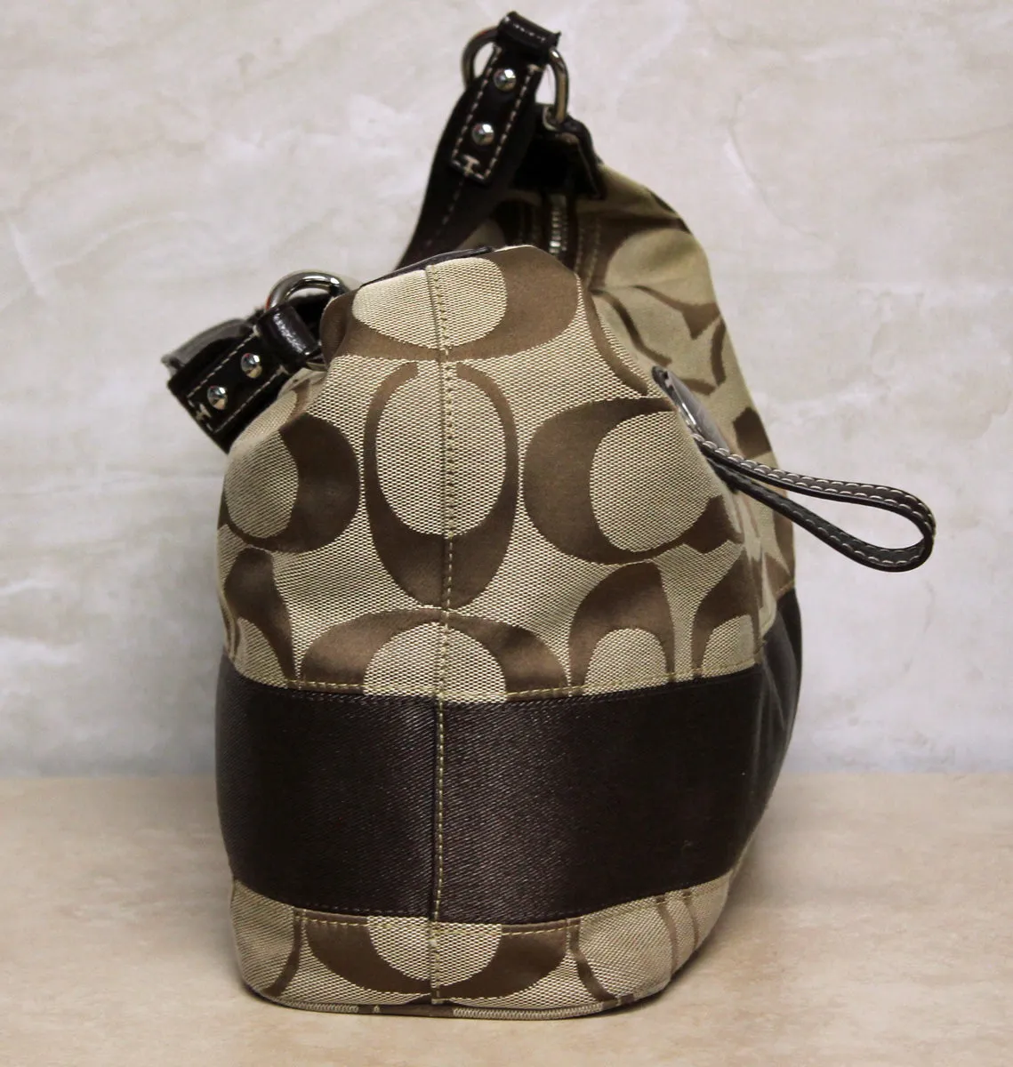 Coach Purse: 17434 Signature Stripe Hobo Bag