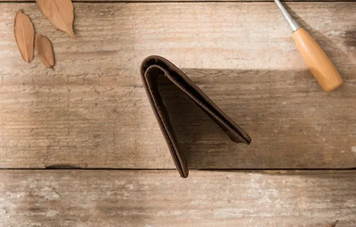 Coffee Cool Leather Mens Small Wallets Bifold Vintage Slim billfold Wallet for Men