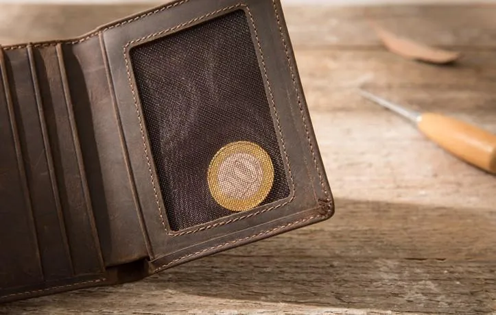 Coffee Cool Leather Mens Small Wallets Bifold Vintage Slim billfold Wallet for Men