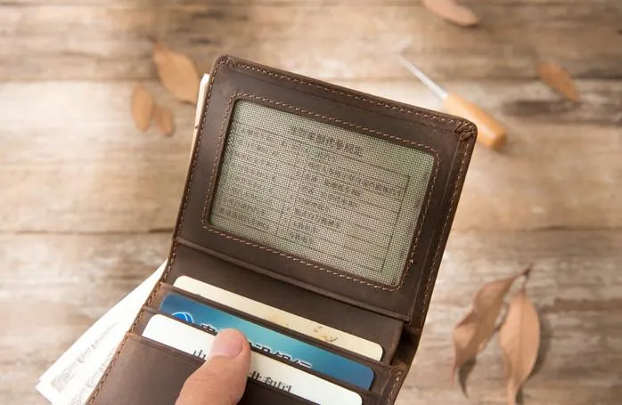 Coffee Cool Leather Mens Small Wallets Bifold Vintage Slim billfold Wallet for Men