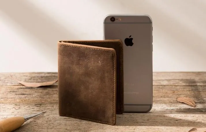 Coffee Cool Leather Mens Small Wallets Bifold Vintage Slim billfold Wallet for Men