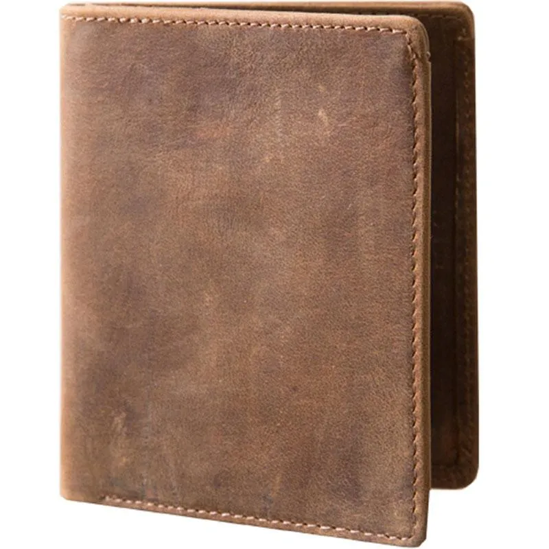 Coffee Cool Leather Mens Small Wallets Bifold Vintage Slim billfold Wallet for Men