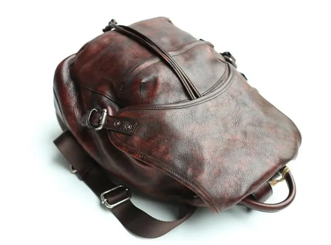 Coffee Leather Mens Backpack Travel Backpack Laptop Backpacks for men