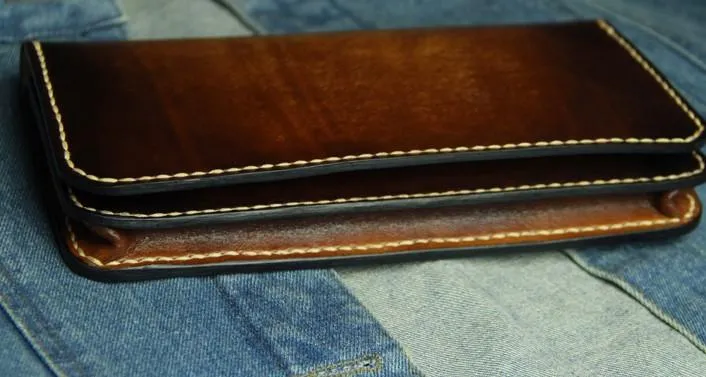 Coffee Vintage Leather Bifold Mens Large Long Wallet Leather Long Wallets for Men