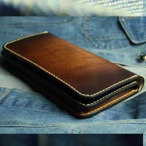 Coffee Vintage Leather Bifold Mens Large Long Wallet Leather Long Wallets for Men