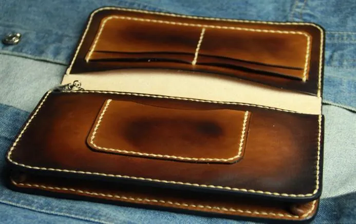 Coffee Vintage Leather Bifold Mens Large Long Wallet Leather Long Wallets for Men