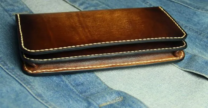 Coffee Vintage Leather Bifold Mens Large Long Wallet Leather Long Wallets for Men